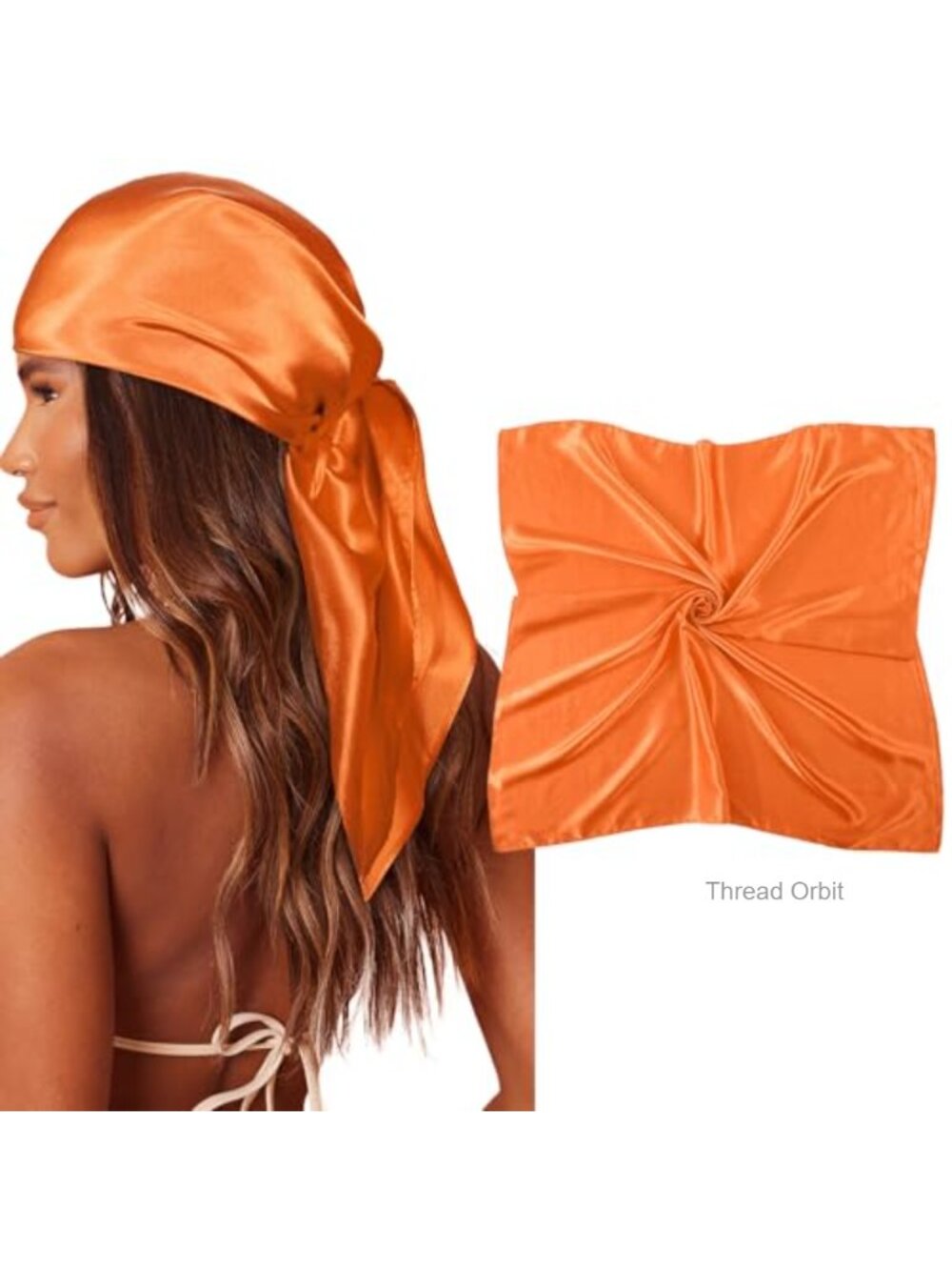 Satin Head Scarf 35" Square Silk-Like Hair Wrap Bandana